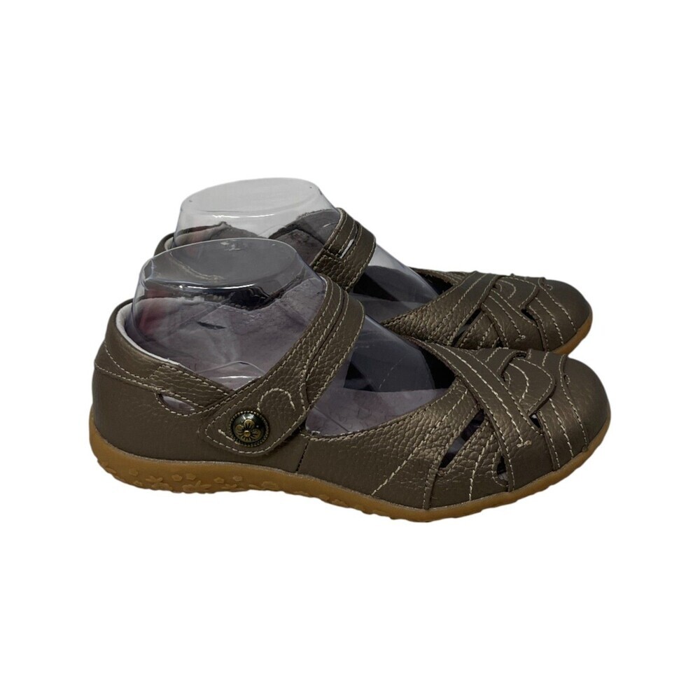 Spring Step Flats Women's 39W Size 8.5 Wide Gold Mary Janes Leather Comfort